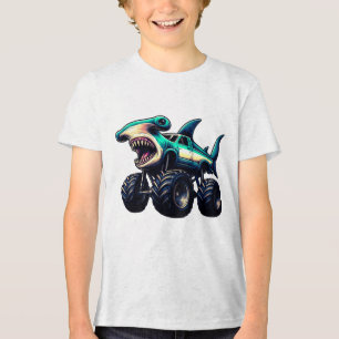 Hammerhead Shark Monster Truck Tri-Blend Shirt