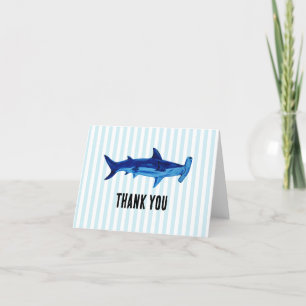 Hammerhead Shark Painting Blue Stripe Thank You  Card