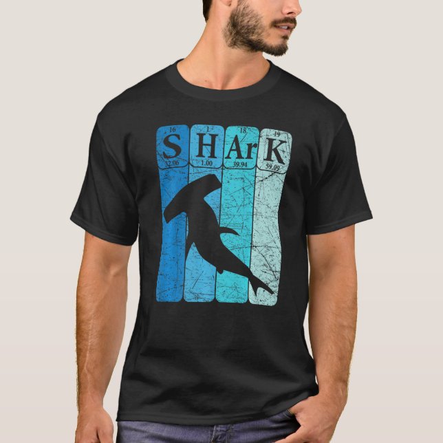 Hammerhead Shark Periodic Table Elements Retro Sha T-Shirt (Front)