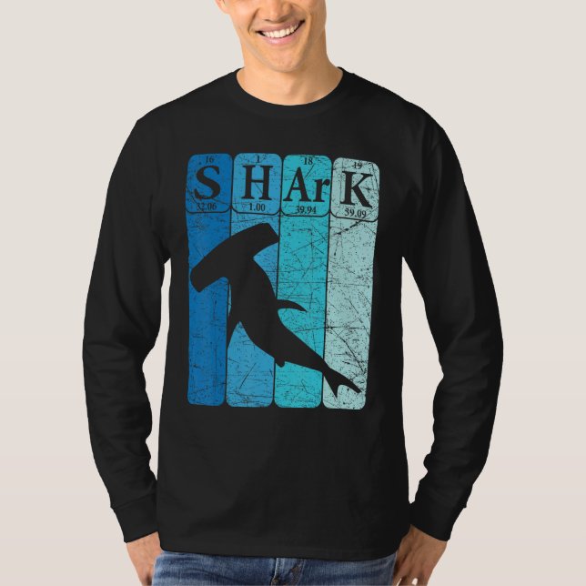 Hammerhead Shark Periodic Table Elements Retro Sha T-Shirt (Front)