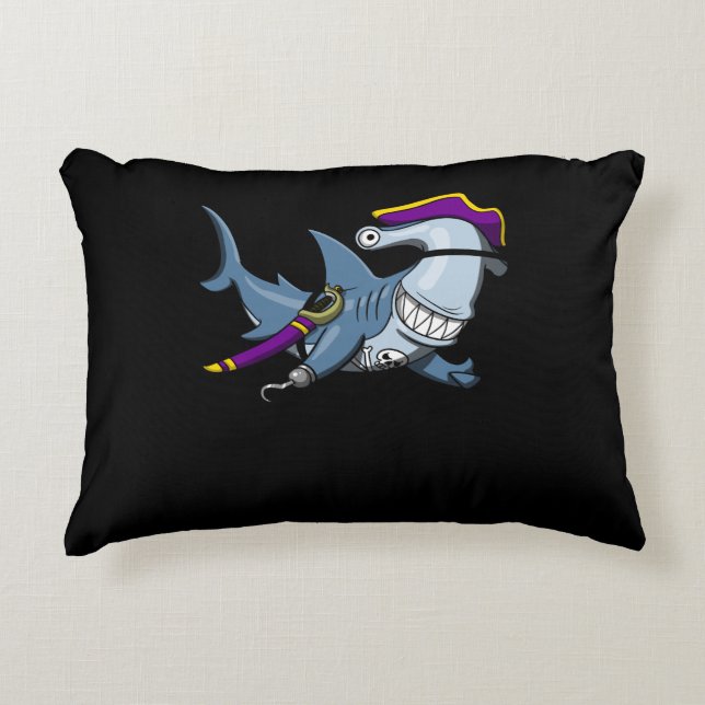 Hammerhead Shark Pirate Ocean Decorative Cushion (Front)