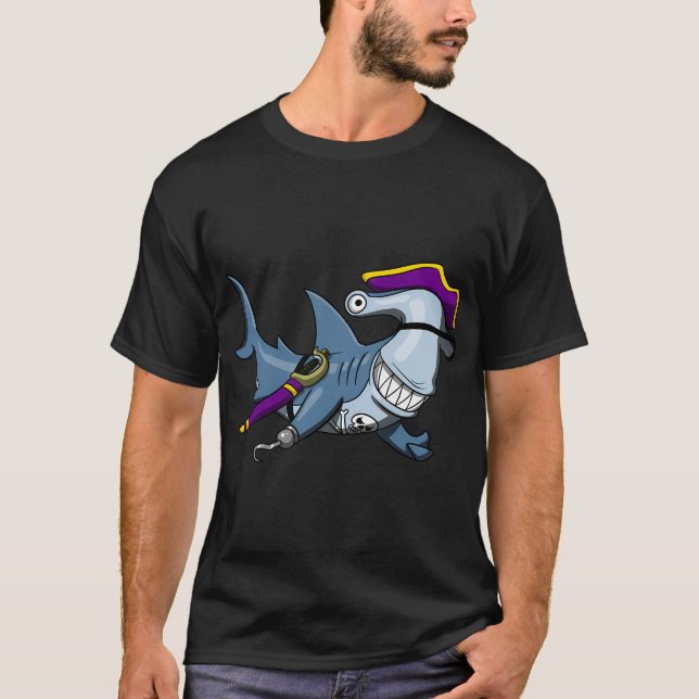 Hammerhead Shark Pirate T-Shirt (Front)