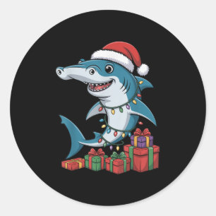Hammerhead Shark Santa Hat Christmas Funny Marine  Classic Round Sticker
