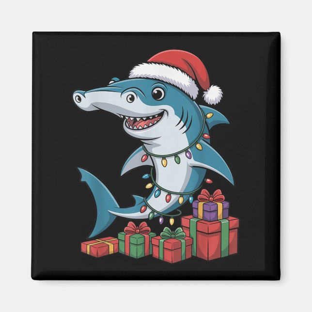 Hammerhead Shark Santa Hat Christmas Funny Marine  Magnet (Front)