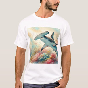 Hammerhead Shark Serenity 290824AREF136 - Watercol T-Shirt