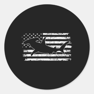 Hammerhead Shark Us Flag Independence Day  Classic Round Sticker