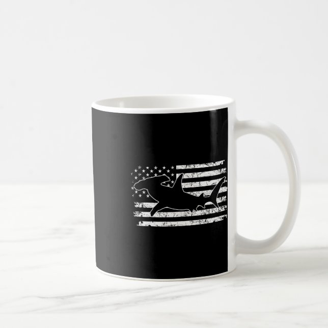 Hammerhead Shark Us Flag Independence Day  Coffee Mug (Right)