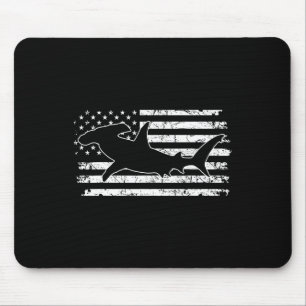 Hammerhead Shark Us Flag Independence Day Mouse Pad