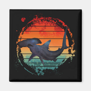 HAMMERHEAD SHARK VINTAGE SUNSET MAGNET