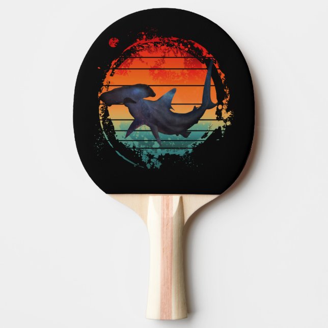 HAMMERHEAD SHARK VINTAGE SUNSET PING PONG PADDLE (Front)