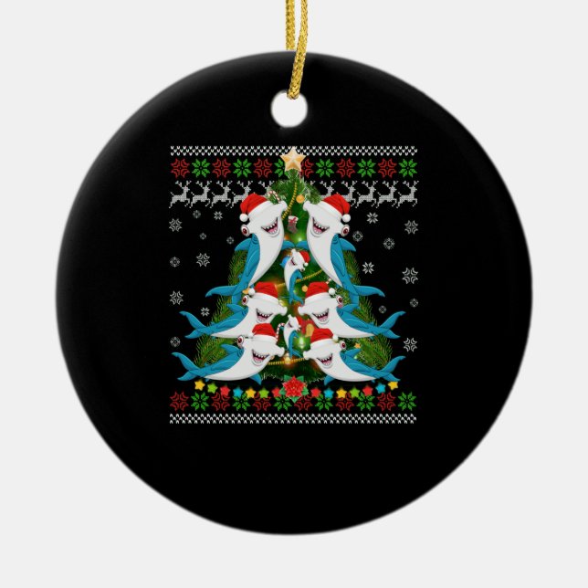 Hammerhead Shark Xmas Lighting Tree Shark Ceramic Tree Decoration (Front)