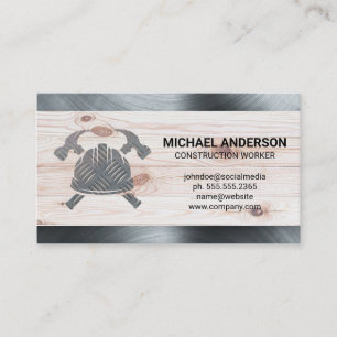 Hammers Hard Hat Steel Wood Construction Business Card