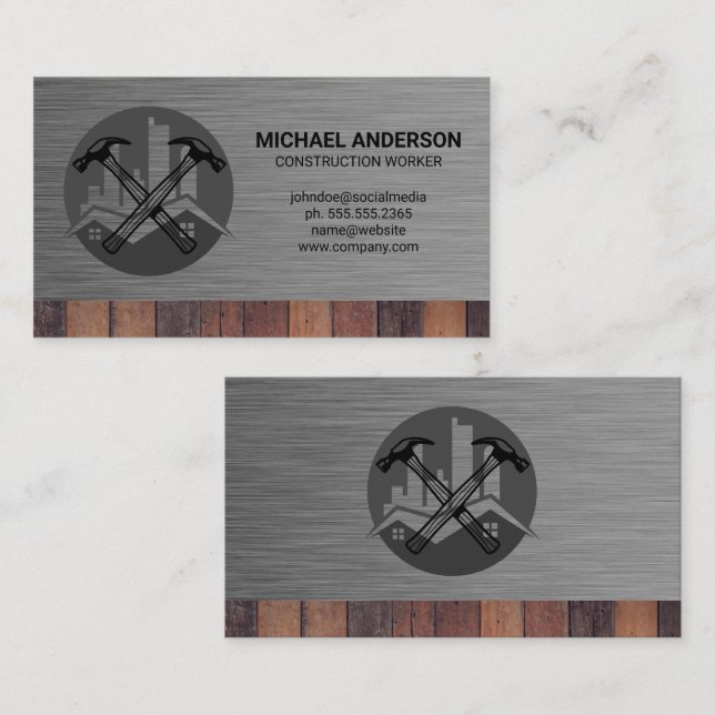 Hammers | Real Estate Property | Construction Business Card (Front/Back)