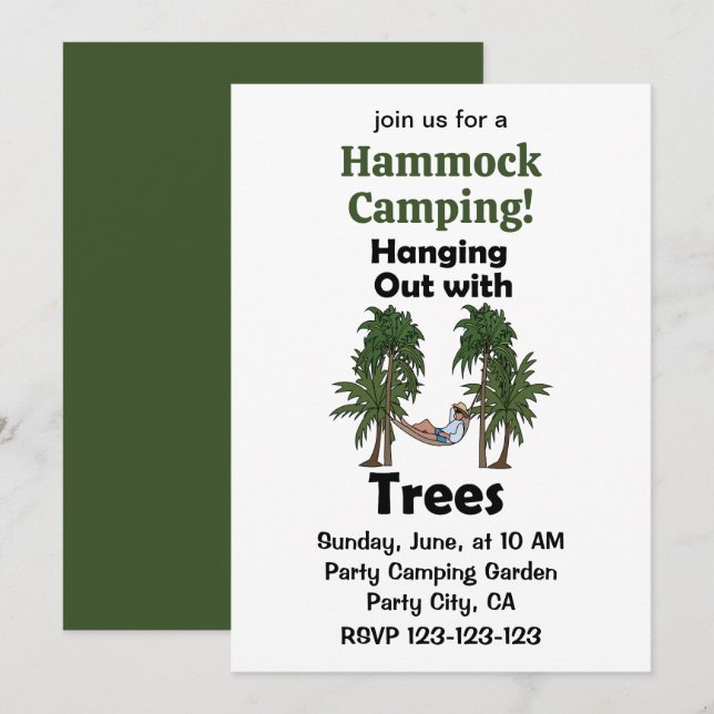 Hammock Camping Hanging Out With Trees Camping Invitation (Front/Back)