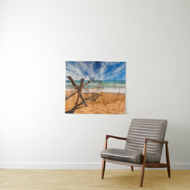 Hammock on a Tropical Beach Resort Tapestry (In Situ (Horizontal))