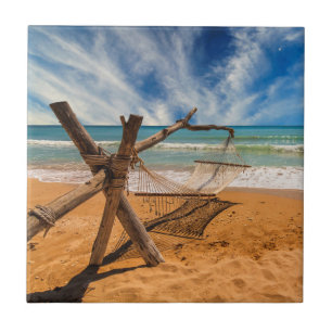 Hammock on a Tropical Beach Resort Tile
