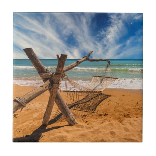 Hammock on a Tropical Beach Resort Tile (Front)
