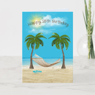 Hammock on Beach 25th Birthday   Card