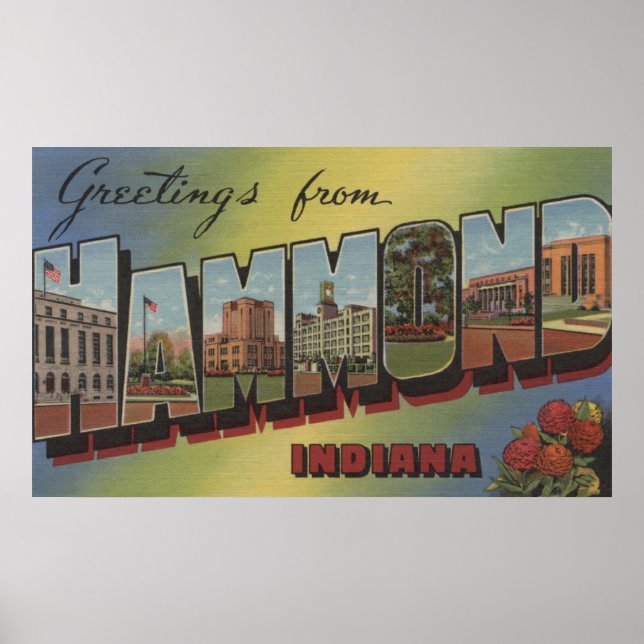 Hammond, Indiana - Large Letter Scenes Poster (Front)