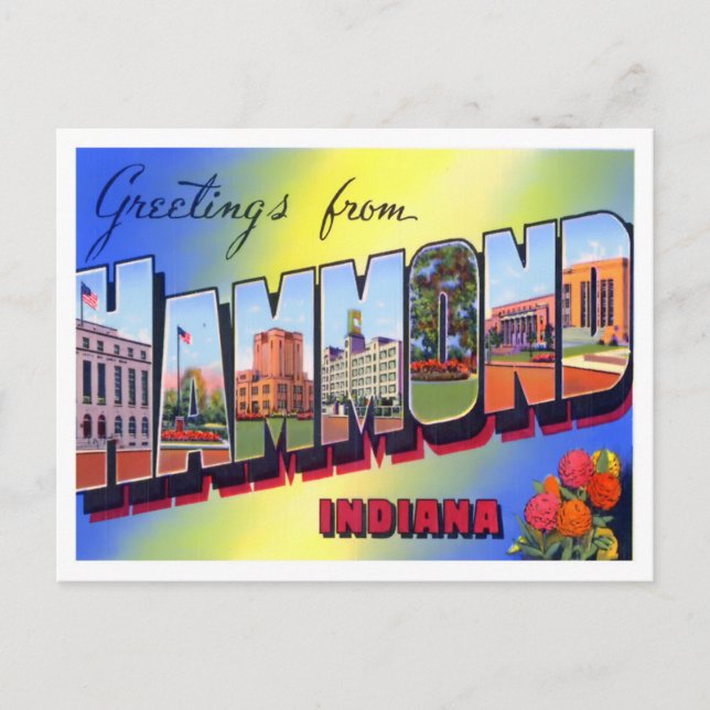 Hammond, Indiana Vintage Big Letters Postcard (Front)