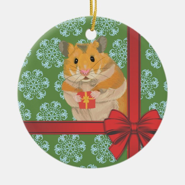 Hammy Christmas Hamster Christmas Ceramic Tree Decoration (Front)