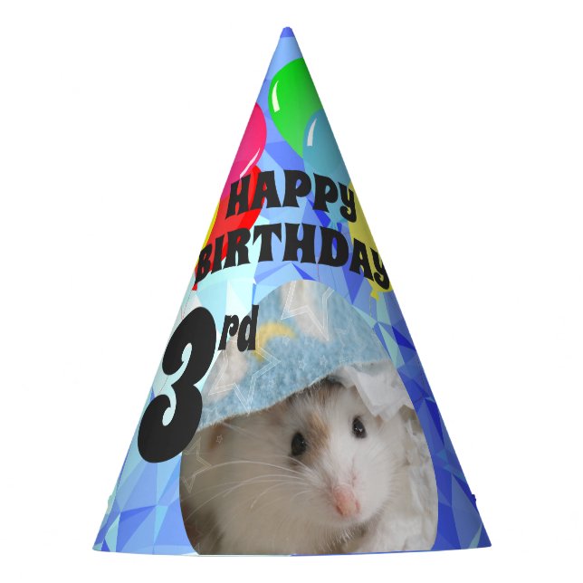Hammyville - Cute Hamster Blue Gems Party Hat (Front)