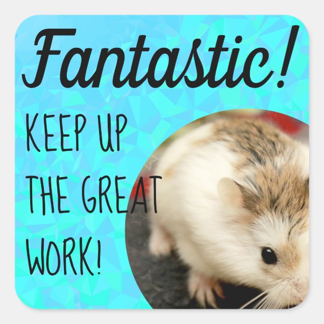 HammyVille - Cute Hamster Fantastic Great Work Square Sticker (Front)