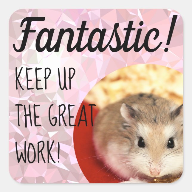 HammyVille - Cute Hamster Fantastic Great Work Square Sticker (Front)