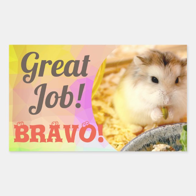 HammyVille - Cute Hamster Great Job Bravo Rectangular Sticker (Front)