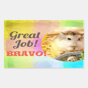 HammyVille - Cute Hamster Great Job Bravo Rectangular Sticker