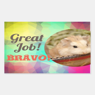 HammyVille - Cute Hamster Great Job Bravo Rectangular Sticker