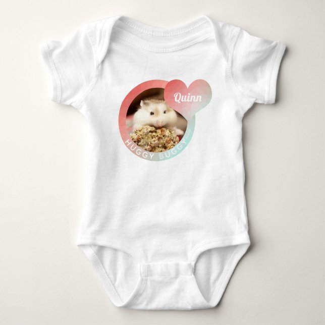 HammyVille - Cute Hamster Heart Huggy Buggy Baby Bodysuit (Front)