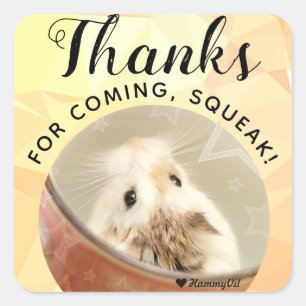 HammyVille - Cute Hamster Thanks for Coming Squeak Square Sticker