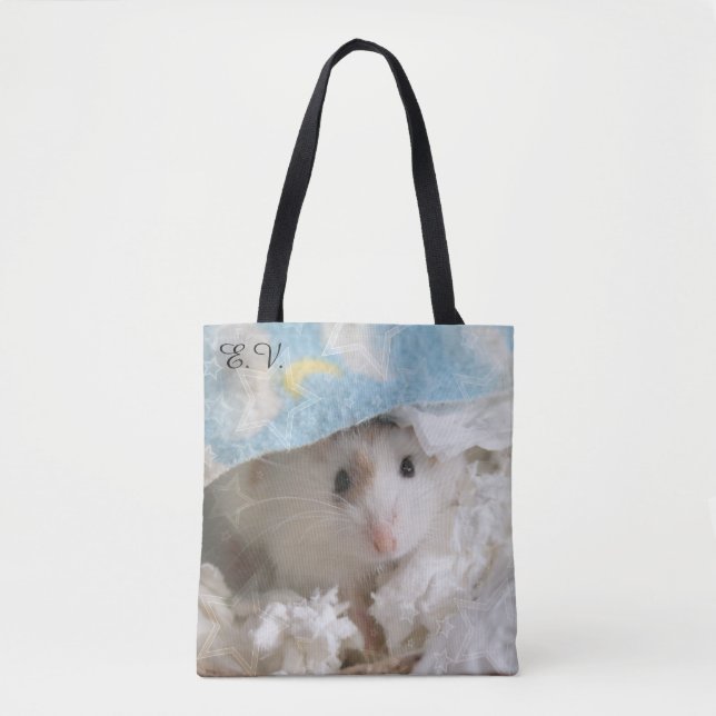 Hammyville - Cute Hamster with Initials Tote Bag (Front)