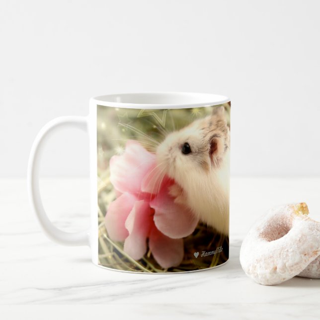 Hammyville - Hamster Flower Smell the Roses Coffee Mug (With Donut)