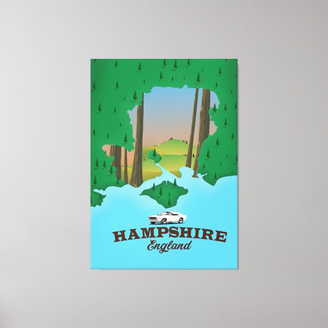 Hampshire England vintage travel poster. Canvas Print (Front)
