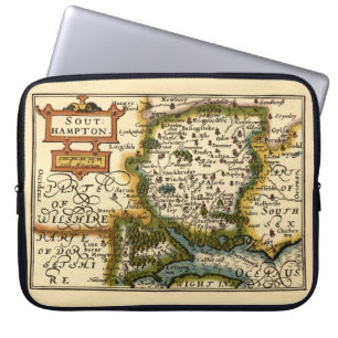Hampshire, Southampton County England Historic Map Laptop Sleeve