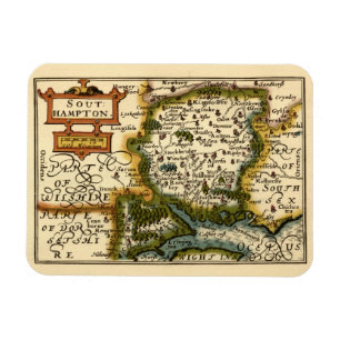 Hampshire, Southampton County England Historic Map Magnet