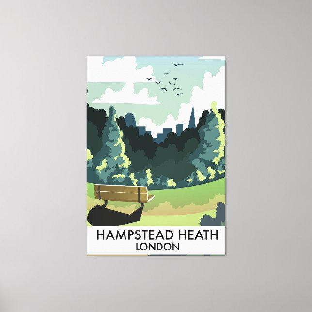 Hampstead Heath London travel poster. Canvas Print (Front)