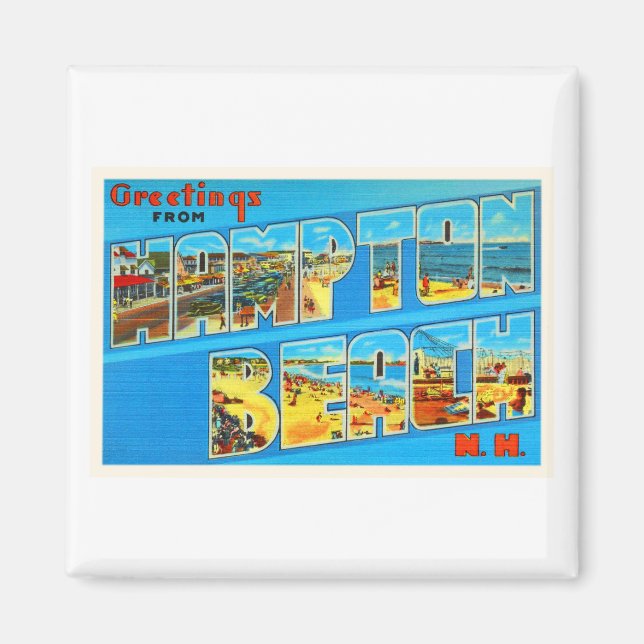 Hampton Beach New Hampshire NH Old Travel Souvenir Magnet (Front)