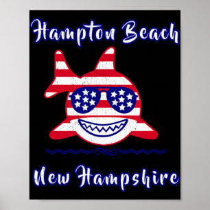 Hampton Beach New Hampshire Patriotic Usa Flag Whi Poster