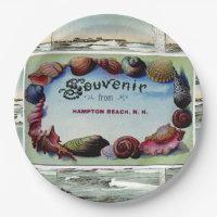 Hampton Beach Vintage Postcard Plates 9 "