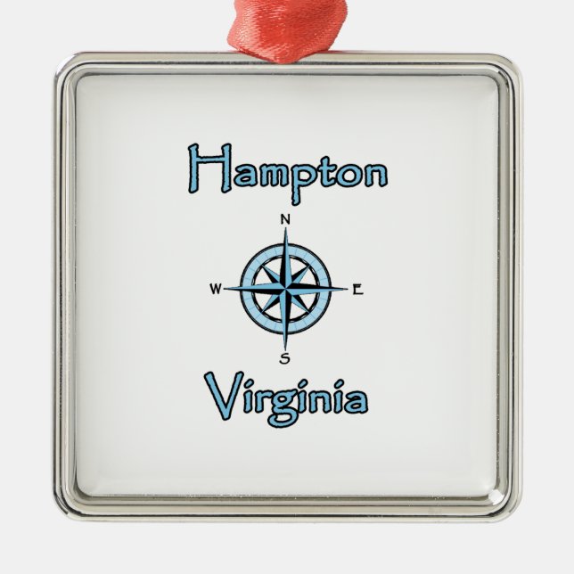 Hampton Virginia Compass Rose Logo Metal Tree Decoration (Front)