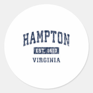 Hampton Virginia Va Vintage Established Srts Desig Classic Round Sticker