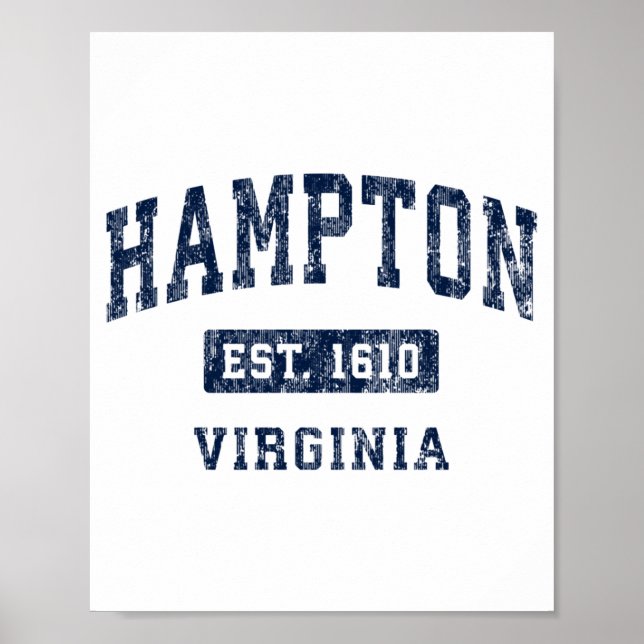 Hampton Virginia Va Vintage Established Srts Desig Poster (Front)