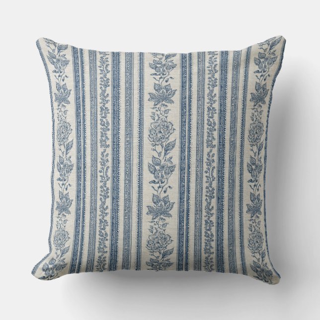 Hamptons Blue Throw Pillow (Front)