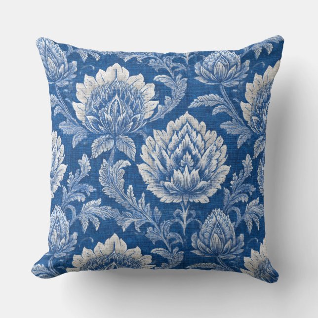 Hamptons Blue Throw Pillow (Front)