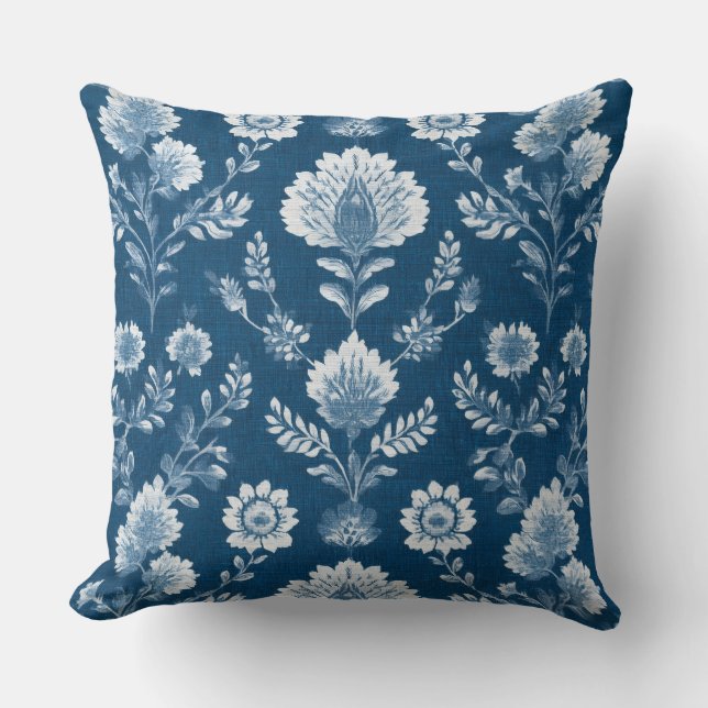 Hamptons Blue Throw Pillow (Front)