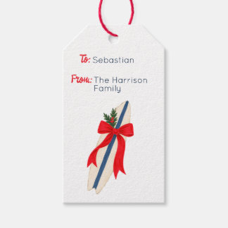 Hamptons Christmas Surf Board Gift Tags