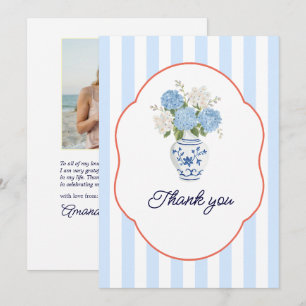 Hamptons Hydrangea Coastal Bachelorette Photo Thank You Card